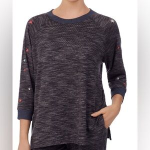 Secret Treasures 3/4 Raglan Sleeve Sleep Top/ Lounge Top w/ Embroidered Stars